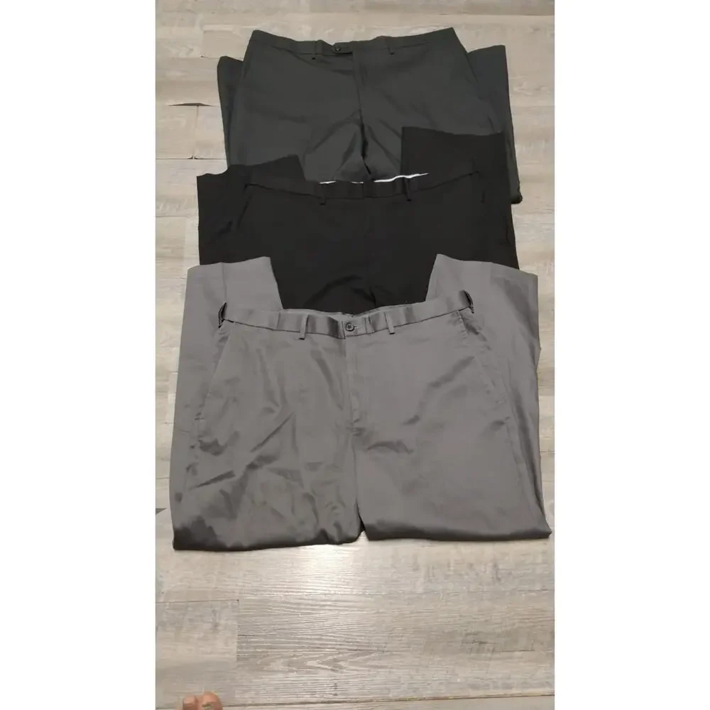 lot of 3 Haggar Men's dress Pants Size 40X29 flat front gray, black